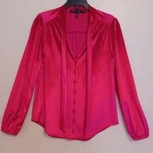 WHBM Red Velvet-Look, Long Sleeve Top